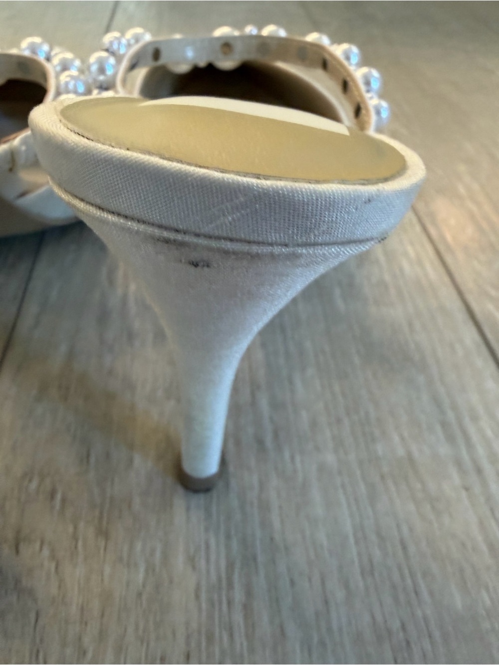 Dolce Vita Ivory Pearl-Embellished Pointed Mule Heels - Picture 8 of 13